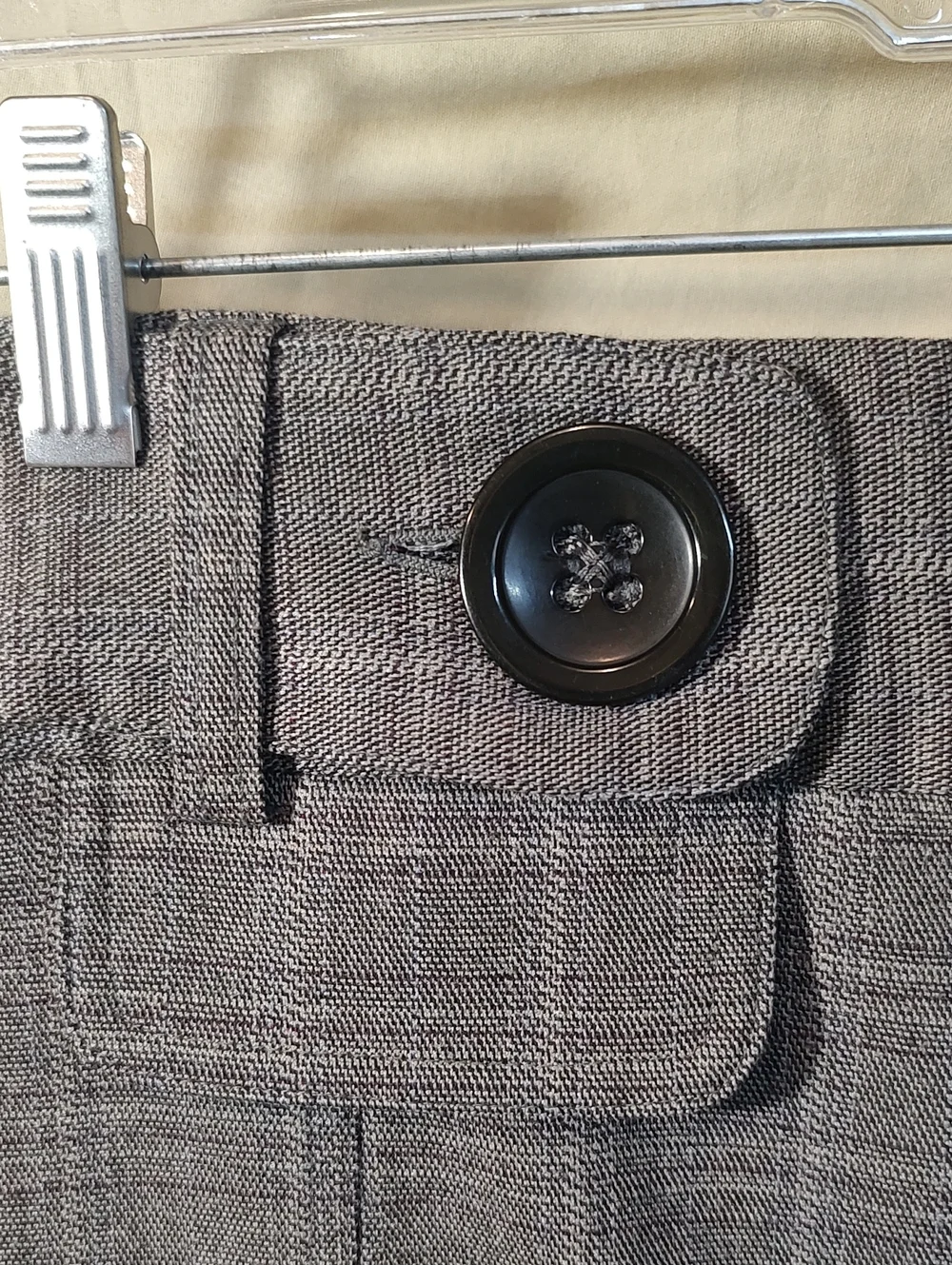 Star City Grey/Purple Plaid Pencil Skirt w/ Removable Button Belt - Size 7
